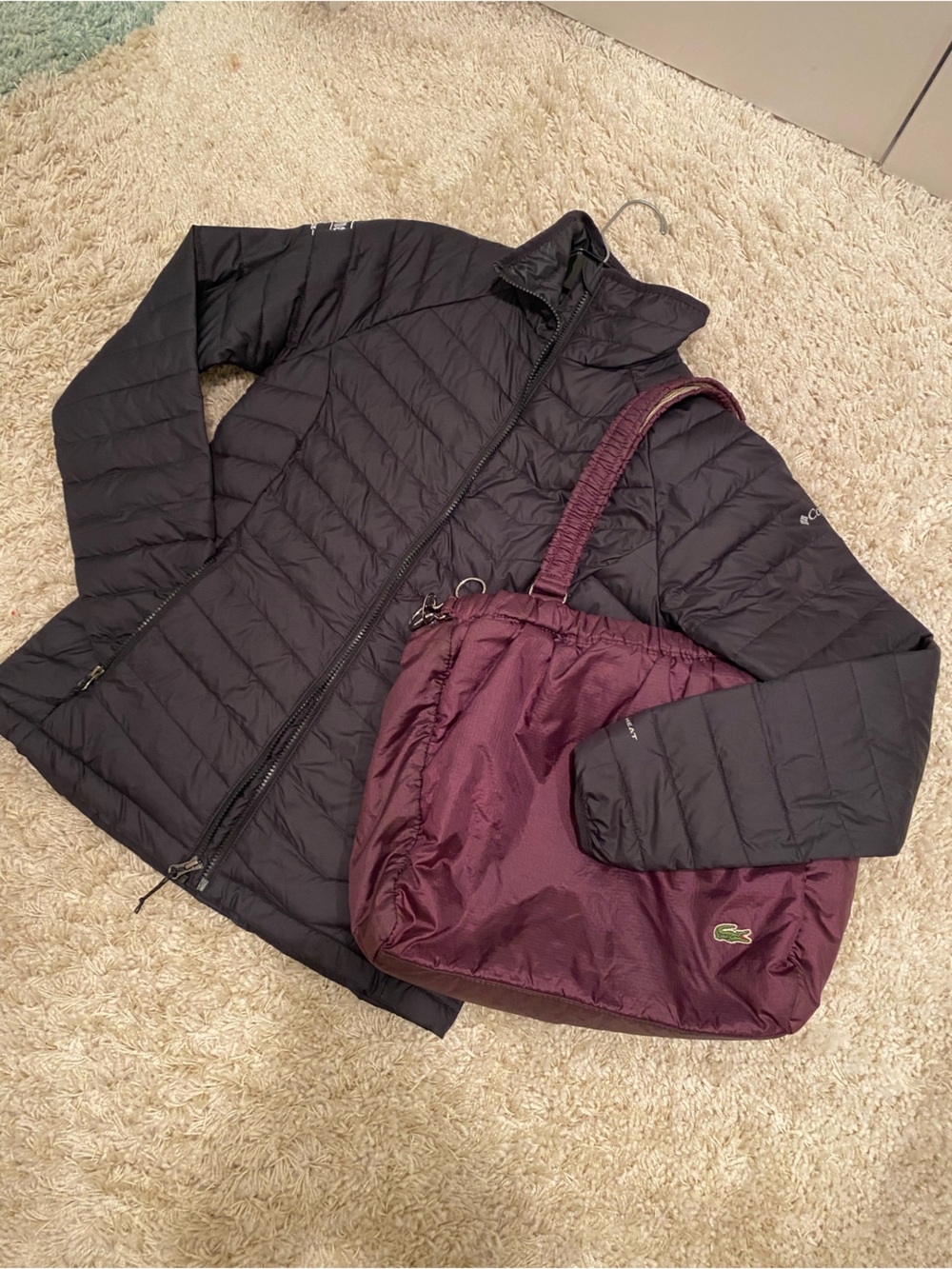 Lacoste Plum Nylon Tote/Duffel Bag.